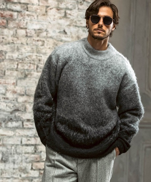 AKM Contemporary（エイケイエムコンテンポラリー）の「【WEB・直営店限定】AKM Contemporary(エイケイエムコンテンポラリー)モヘア オーバーサイズ グラデーション ニット(保温性/起毛)（ニット/セーター・メンズ・ブラック/ホワイト/ブラウン・S/M/L/XL）」の14枚目の写真