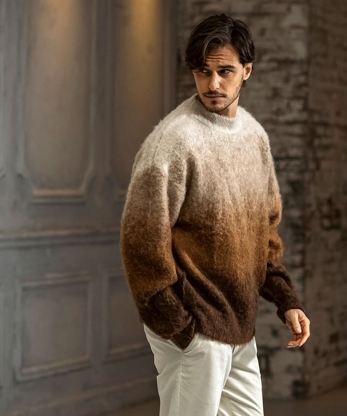 AKM Contemporary（エイケイエムコンテンポラリー）の「【WEB・直営店限定】AKM Contemporary(エイケイエムコンテンポラリー)モヘア オーバーサイズ グラデーション ニット(保温性/起毛)（ニット/セーター・メンズ・ブラック/ホワイト/ブラウン・S/M/L/XL）」の19枚目の写真