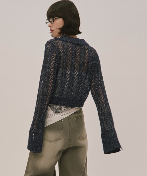 loin nuitロワンニュイ レースアップグリッターニット lace up glitter knit / レースアップグリッターニット（ニット