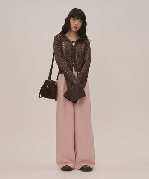 loin nuitロワンニュイ レースアップグリッターニット loin nuitロワンニュイ レースアップグリッターニット lace up glitter