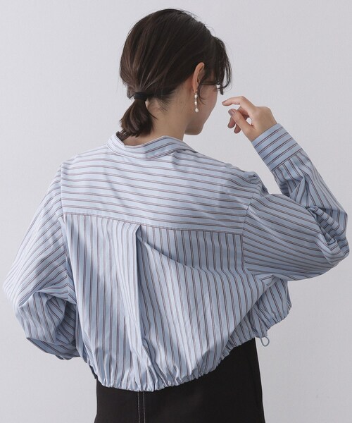 OPAQUE.CLIP(オペークドットクリップ)の「ドロストヘムショートシャツ【洗濯機OK】(シャツ/ブラウス・レディース・ベージュ/ネイビー系2/サックスブルー系2・40/38/42)」の13枚目の写真