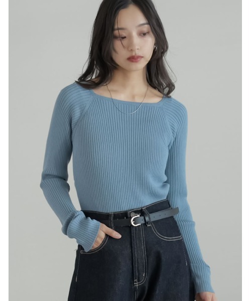 Re:EDIT（リエディ）の「[新色追加][2025AW COLLECTION]スクエアネックリブニットトップス（ニット/セーター・レディース・ブラック/アイボリー/ボルドー/ブラウン/チャコール/ブルー・MEDIUM/LARGE）」の5枚目の写真