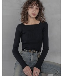 Re:EDIT | [新色追加][2025AW COLLECTION]スクエアネックリブニットトップス(ニット/セーター)