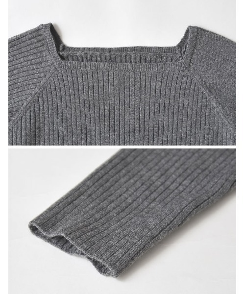 Re:EDIT（リエディ）の「[新色追加][2025AW COLLECTION]スクエアネックリブニットトップス（ニット/セーター・レディース・ブラック/アイボリー/ボルドー/ブラウン/チャコール/ブルー・MEDIUM/LARGE）」の7枚目の写真