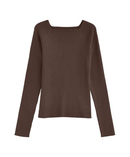 Re:EDIT（リエディ）の「[新色追加][2025AW COLLECTION]スクエアネックリブニットトップス（ニット/セーター・レディース・ブラック/アイボリー/ボルドー/ブラウン/チャコール/ブルー・MEDIUM/LARGE）」の11枚目の写真