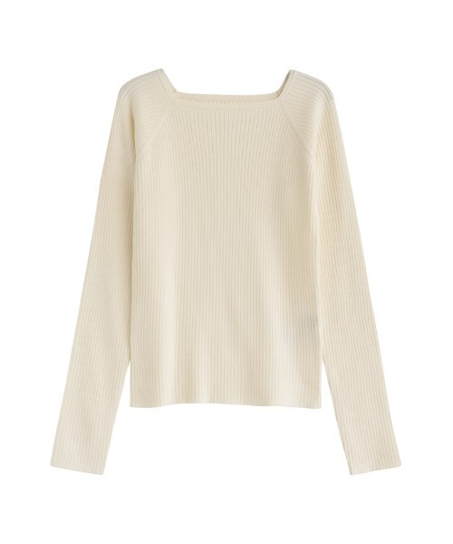 Re:EDIT（リエディ）の「[新色追加][2025AW COLLECTION]スクエアネックリブニットトップス（ニット/セーター・レディース・ブラック/アイボリー/ボルドー/ブラウン/チャコール/ブルー・MEDIUM/LARGE）」の12枚目の写真