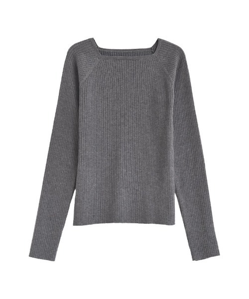 Re:EDIT（リエディ）の「[新色追加][2025AW COLLECTION]スクエアネックリブニットトップス（ニット/セーター・レディース・ブラック/アイボリー/ボルドー/ブラウン/チャコール/ブルー・MEDIUM/LARGE）」の13枚目の写真