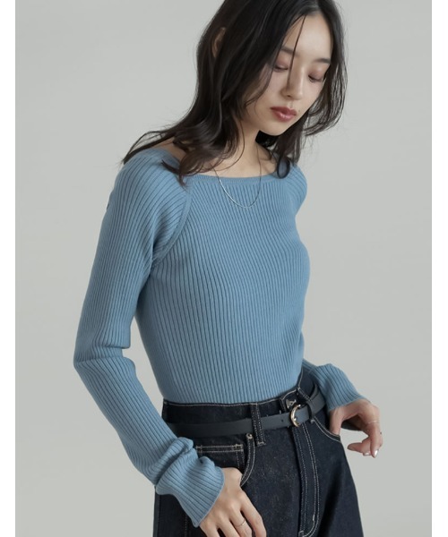 Re:EDIT（リエディ）の「[新色追加][2025AW COLLECTION]スクエアネックリブニットトップス（ニット/セーター・レディース・ブラック/アイボリー/ボルドー/ブラウン/チャコール/ブルー・MEDIUM/LARGE）」の15枚目の写真