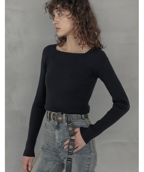 Re:EDIT（リエディ）の「[新色追加][2025AW COLLECTION]スクエアネックリブニットトップス（ニット/セーター・レディース・ブラック/アイボリー/ボルドー/ブラウン/チャコール/ブルー・MEDIUM/LARGE）」の20枚目の写真