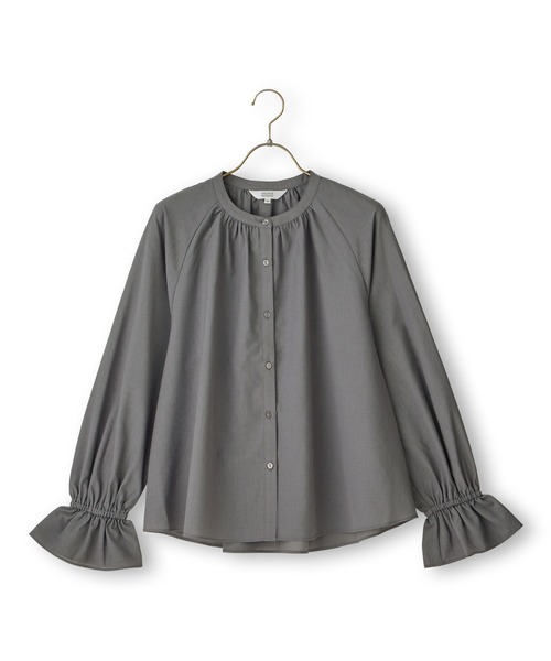 AOYAMA（アオヤマ）の「長袖　シアーブラウス（シャツ/ブラウス・レディース・グレー/ボルドー・L/M/S）」の2枚目の写真