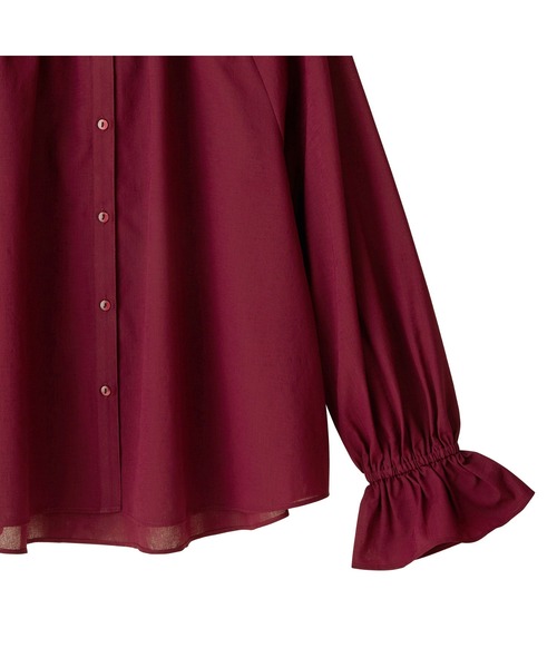 AOYAMA（アオヤマ）の「長袖　シアーブラウス（シャツ/ブラウス・レディース・グレー/ボルドー・L/M/S）」の3枚目の写真