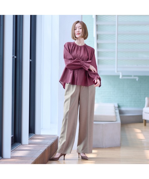 AOYAMA（アオヤマ）の「長袖　シアーブラウス（シャツ/ブラウス・レディース・グレー/ボルドー・L/M/S）」の10枚目の写真