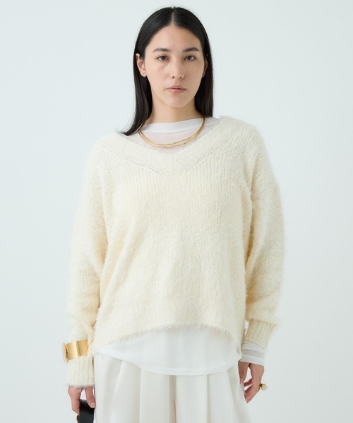 Chaos（カオス）の「Chaos(カオス)/ シルファーＶネックニット（ニット/セーター・レディース・アイボリー/ミント・FREE）」の8枚目の写真