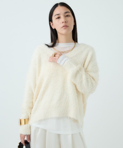 Chaos（カオス）の「Chaos(カオス)/ シルファーＶネックニット（ニット/セーター・レディース・アイボリー/ミント・FREE）」の9枚目の写真