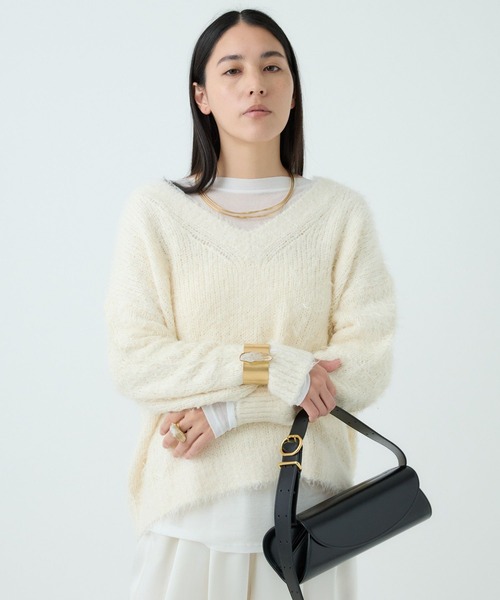 Chaos（カオス）の「Chaos(カオス)/ シルファーＶネックニット（ニット/セーター・レディース・アイボリー/ミント・FREE）」の10枚目の写真