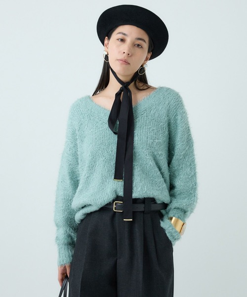 Chaos（カオス）の「Chaos(カオス)/ シルファーＶネックニット（ニット/セーター・レディース・アイボリー/ミント・FREE）」の19枚目の写真