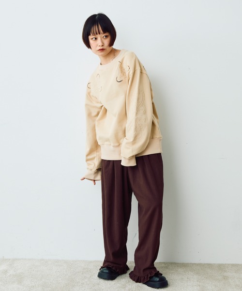 Crisp（クリスプ）の「ヴィンテージカットワークデザインスウェット（スウェット・レディース・アイボリー/グリーン・FREE）」の10枚目の写真