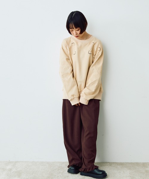 Crisp（クリスプ）の「ヴィンテージカットワークデザインスウェット（スウェット・レディース・アイボリー/グリーン・FREE）」の14枚目の写真