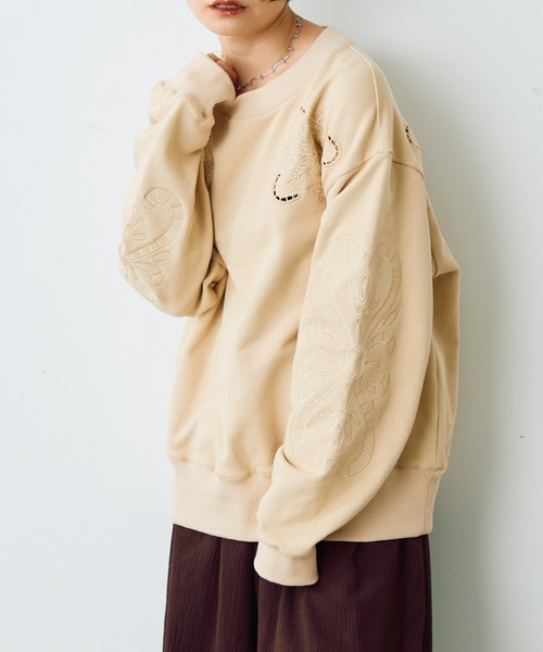 Crisp（クリスプ）の「ヴィンテージカットワークデザインスウェット（スウェット・レディース・アイボリー/グリーン・FREE）」の16枚目の写真