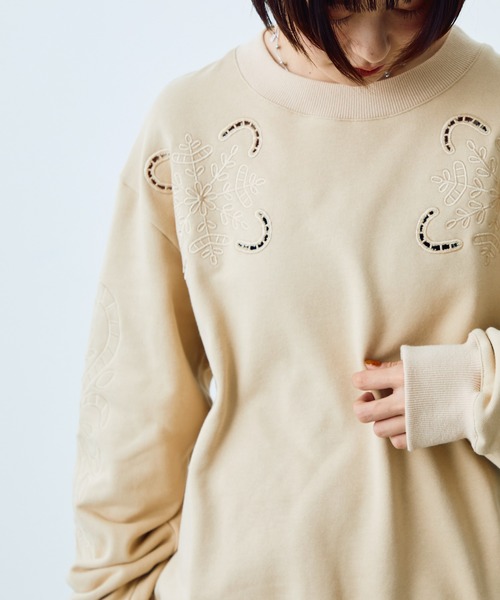 Crisp（クリスプ）の「ヴィンテージカットワークデザインスウェット（スウェット・レディース・アイボリー/グリーン・FREE）」の19枚目の写真