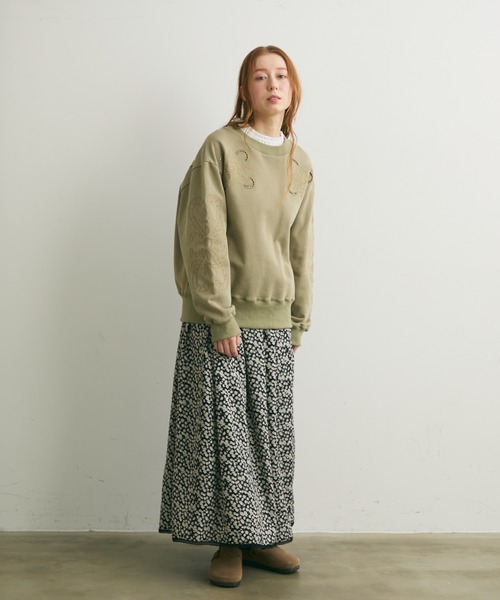 Crisp（クリスプ）の「ヴィンテージカットワークデザインスウェット（スウェット・レディース・アイボリー/グリーン・FREE）」の4枚目の写真