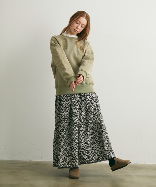 Crisp（クリスプ）の「ヴィンテージカットワークデザインスウェット（スウェット・レディース・アイボリー/グリーン・FREE）」の5枚目の写真