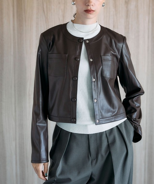 フェイクレザーショートジャケット（その他アウター）｜N.O.R.C