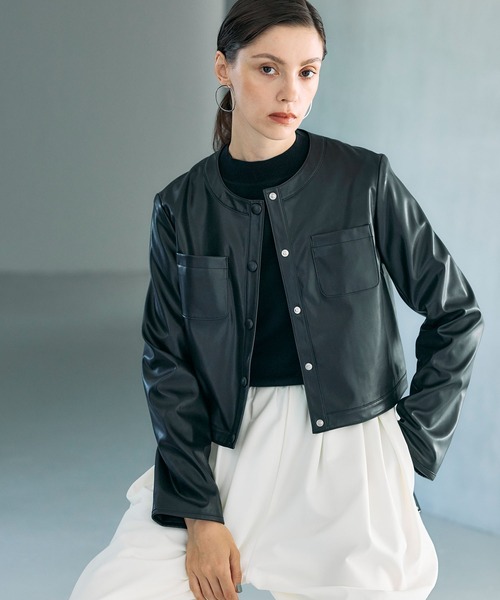 フェイクレザーショートジャケット（その他アウター）｜N.O.R.C