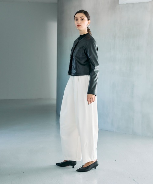 N.O.R.C（ノーク）の「フェイクレザーショートジャケット（その他アウター・レディース・ブラウン/ブラック・フリー）」の4枚目の写真