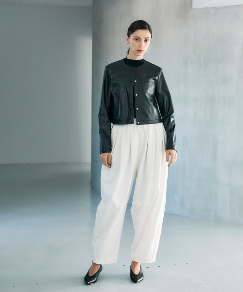 N.O.R.C（ノーク）の「フェイクレザーショートジャケット（その他アウター・レディース・ブラウン/ブラック・フリー）」の5枚目の写真