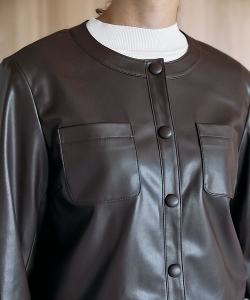 N.O.R.C（ノーク）の「フェイクレザーショートジャケット（その他アウター・レディース・ブラウン/ブラック・フリー）」の12枚目の写真