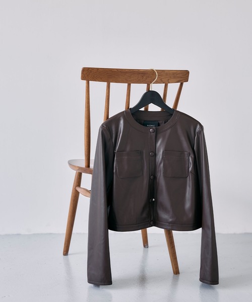 N.O.R.C（ノーク）の「フェイクレザーショートジャケット（その他アウター・レディース・ブラウン/ブラック・フリー）」の13枚目の写真