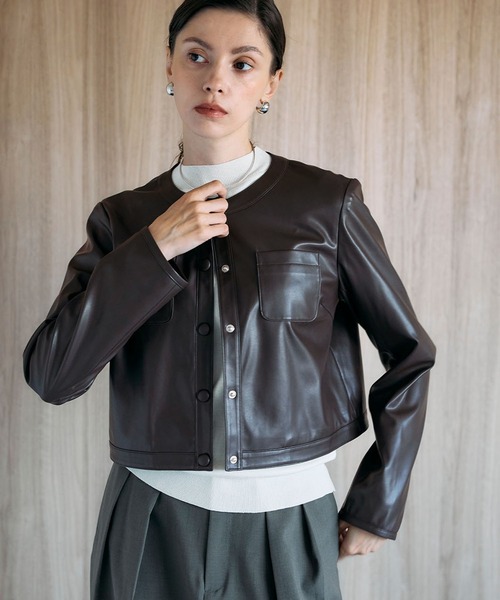 フェイクレザーショートジャケット（その他アウター）｜N.O.R.C