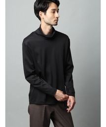 タートルネックTシャツ 長袖 ウォッシャブル 形態安定 シルケットスムースコットン 無地