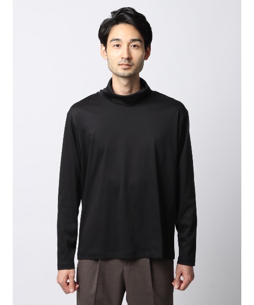 SUIT SQUARE(スーツスクエア)の「タートルネックTシャツ 長袖 ウォッシャブル 形態安定 シルケットスムースコットン 無地(Tシャツ/カットソー・メンズ・グレー系/ブラック系/ホワイト系・S/M/L/LL)」の18枚目の写真