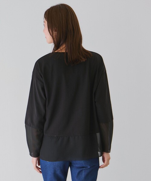 Jayro(ジャイロ)の「シアーデザインカットソー(Tシャツ/カットソー・レディース・ベージュ系その他/ブラック/チャコールグレー/ホワイト系その他・M)」の7枚目の写真