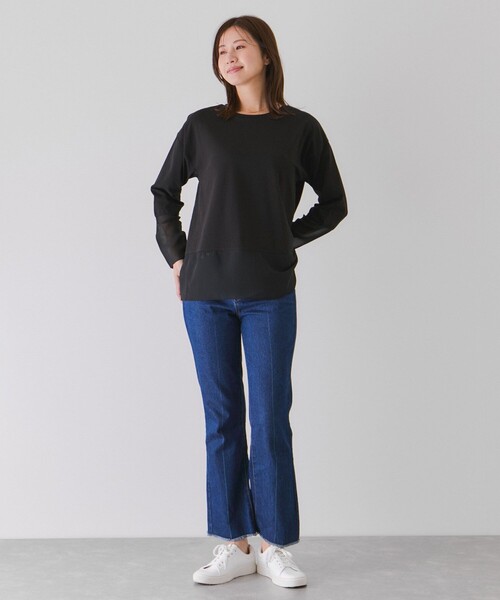 Jayro(ジャイロ)の「シアーデザインカットソー(Tシャツ/カットソー・レディース・ベージュ系その他/ブラック/チャコールグレー/ホワイト系その他・M)」の9枚目の写真