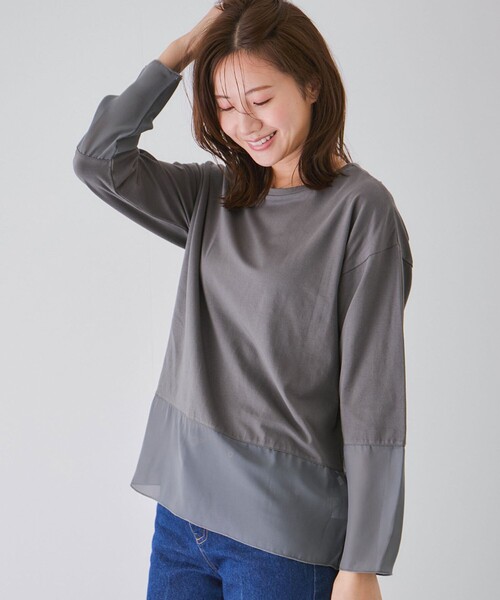 Jayro(ジャイロ)の「シアーデザインカットソー(Tシャツ/カットソー・レディース・ベージュ系その他/ブラック/チャコールグレー/ホワイト系その他・M)」の12枚目の写真