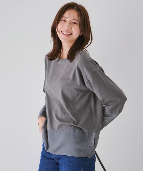 Jayro(ジャイロ)の「シアーデザインカットソー(Tシャツ/カットソー・レディース・ベージュ系その他/ブラック/チャコールグレー/ホワイト系その他・M)」の13枚目の写真