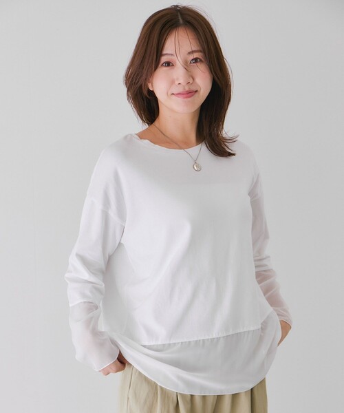 Jayro(ジャイロ)の「シアーデザインカットソー(Tシャツ/カットソー・レディース・ベージュ系その他/ブラック/チャコールグレー/ホワイト系その他・M)」の18枚目の写真