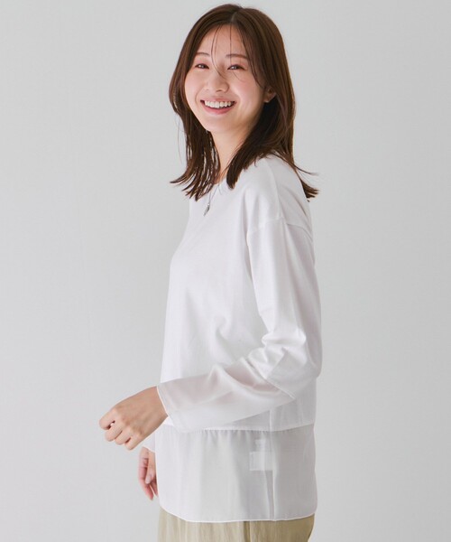 Jayro(ジャイロ)の「シアーデザインカットソー(Tシャツ/カットソー・レディース・ベージュ系その他/ブラック/チャコールグレー/ホワイト系その他・M)」の20枚目の写真