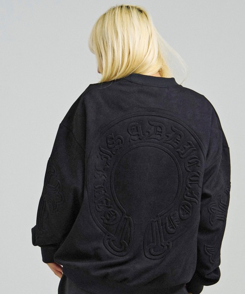 GALLIS ADDICTION(ガリスアディクション)の「GA SUEDE EMBOSS CREW(スウェット・メンズ・ブラック/アイボリー・M/L)」の2枚目の写真
