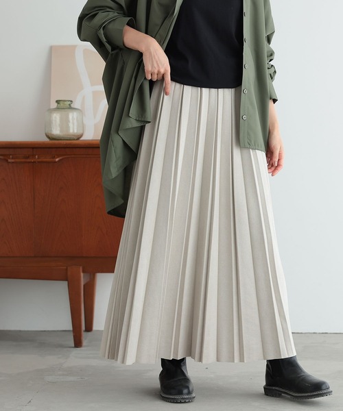 セール】『フェイクスエードランダムプリーツスカート』（スカート