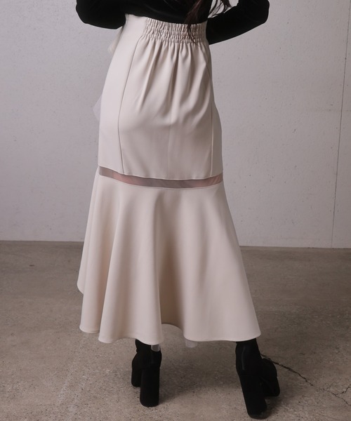 LIPSERVICE（リップサービス）の「シアーラインラッフルロングスカート（スカート・レディース・アイボリー/ブラック/その他1・S/M）」の6枚目の写真