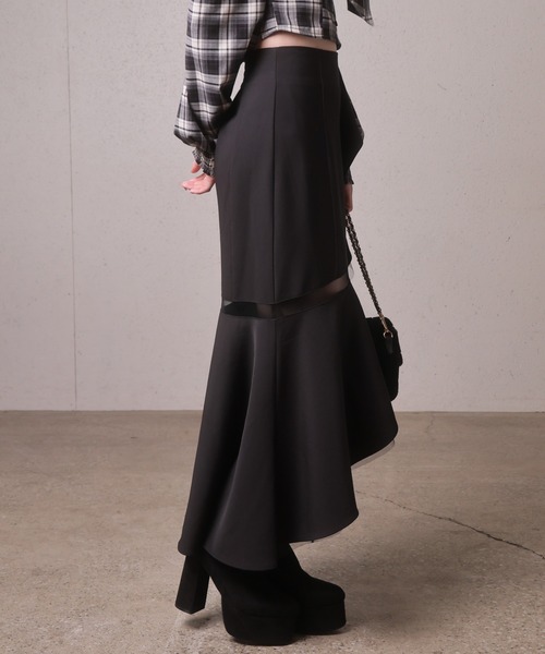 LIPSERVICE（リップサービス）の「シアーラインラッフルロングスカート（スカート・レディース・アイボリー/ブラック/その他1・S/M）」の15枚目の写真