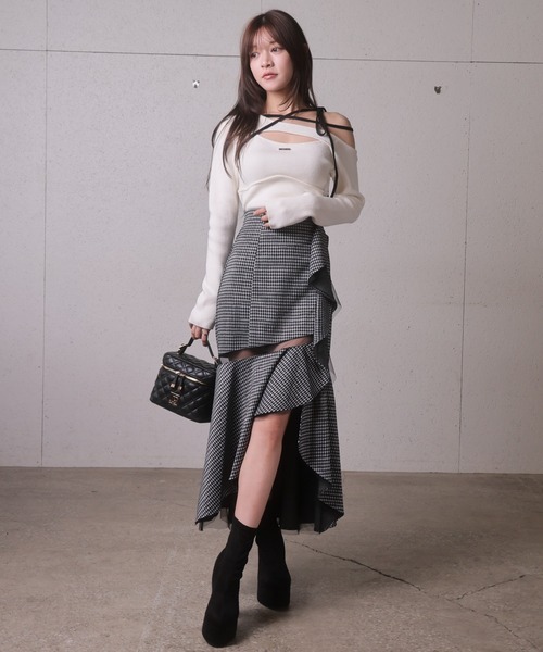 LIPSERVICE（リップサービス）の「シアーラインラッフルロングスカート（スカート・レディース・アイボリー/ブラック/その他1・S/M）」の19枚目の写真