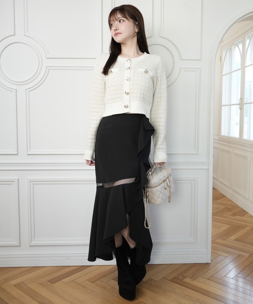 シアーラインラッフルロングスカート（スカート）｜LIPSERVICE（リップ