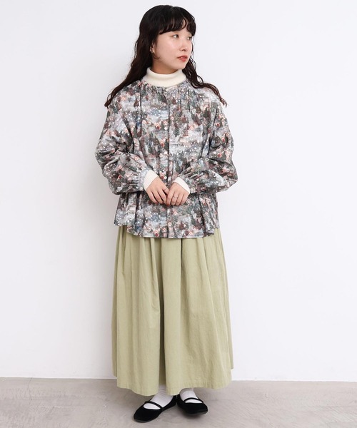 l'atelier du savon（アトリエドサボン）の「星くずと冬の街　シャツコールプリントブラウス（シャツ/ブラウス・レディース・ネイビー/ベージュ・FREE）」の20枚目の写真