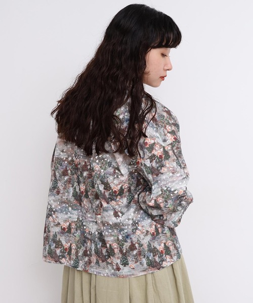 l'atelier du savon（アトリエドサボン）の「星くずと冬の街　シャツコールプリントブラウス（シャツ/ブラウス・レディース・ネイビー/ベージュ・FREE）」の7枚目の写真