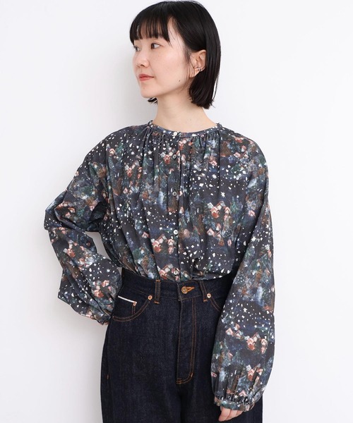 l'atelier du savon（アトリエドサボン）の「星くずと冬の街　シャツコールプリントブラウス（シャツ/ブラウス・レディース・ネイビー/ベージュ・FREE）」の13枚目の写真